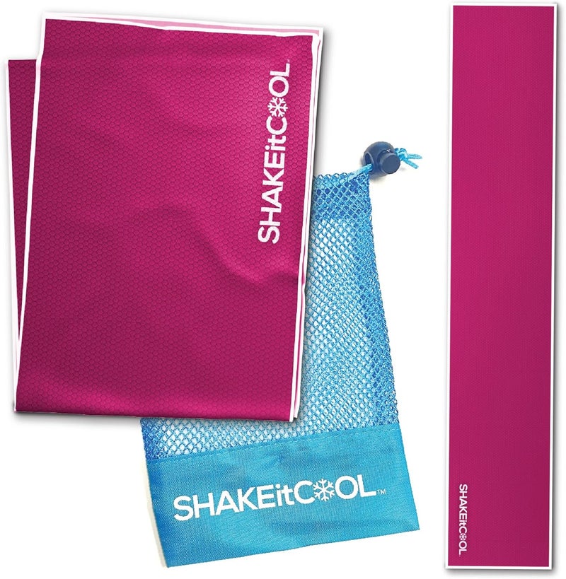 SHAKEitCOOL Original Cooling Towel – Be Cool in Style - Heat Relief, Soft, Lightweight, Sun Protection, Easy Clean - Perfect for Biking, Running, Yoga, Gym, Gardening - Berry - Image 1